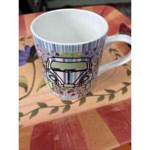 Queens Flower Power Pink Stripe Bone China Coffee Mug